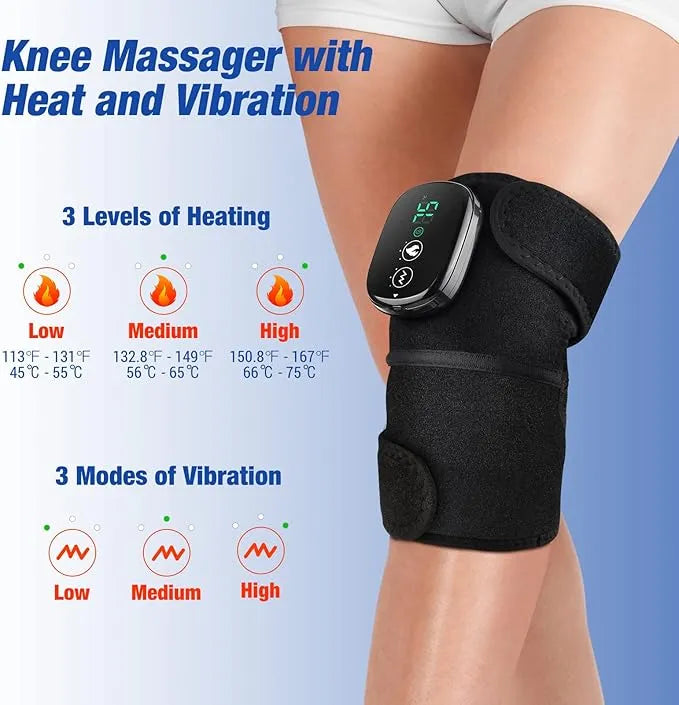 Knee Massager with Heat and Vibration, Knee Heating Pad for Arthritis with Massage