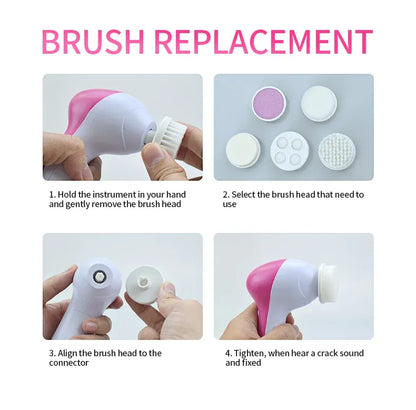 5 IN 1 Facial Cleaner Electric Brush - Web Shop