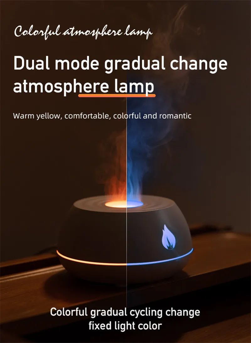 Flame Humidifier Aromatherapy Diffuser 7 Colors Light Home Air Humidifier