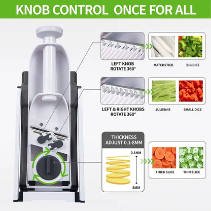 5 in 1 Manual Vegetable Cutter Safe and Fast Cutting Experience